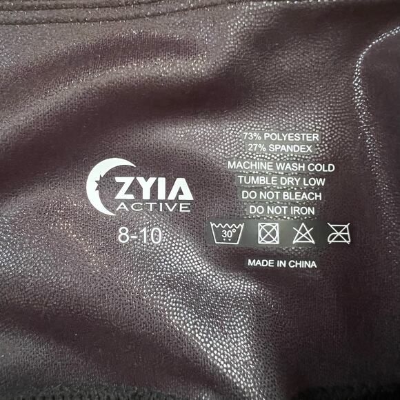 Zyia Active Legging Women 8-10 Light n Tight Black Metallic Ombre Workout Pants - Picture 4 of 9